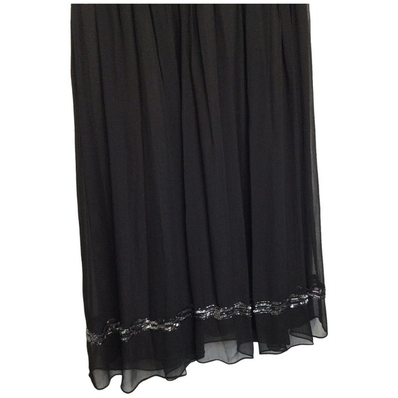 Adrianna Papell Evening Silk Beaded Sequined Sleeveless Cocktail Dress Black 6 - Picture 3 of 13